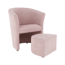 Klub fotel puffal, rózsaszín, ROSE