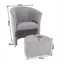 Klub fotel puffal, szürke, ROSE