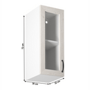 Felsőszekrény üveggel, fehér/északi sosna, balos, ROYAL G30S