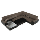 ülőgarnitúra U alakban, szövet barna/textilbőr barna, balos, EMILY U