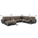 ülőgarnitúra U alakban, szövet barna/textilbőr barna, balos, EMILY U