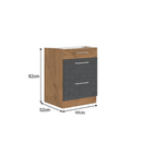 Alsószekrény, szürke matt/tölgy lancelot, VEGA 60 D 3S BB