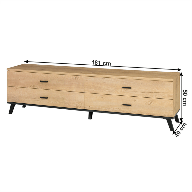 RTV asztal, tölgyfa lefkas/fekete, SIRAN TYP 6