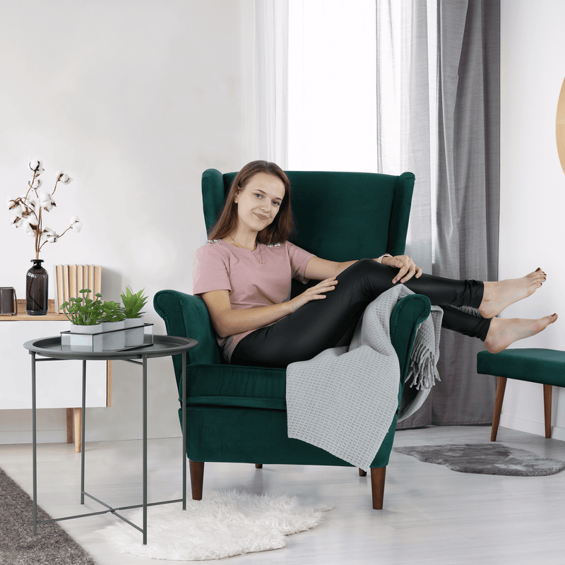 Füles fotel, zöld/dió, RUFINO 3 NEW