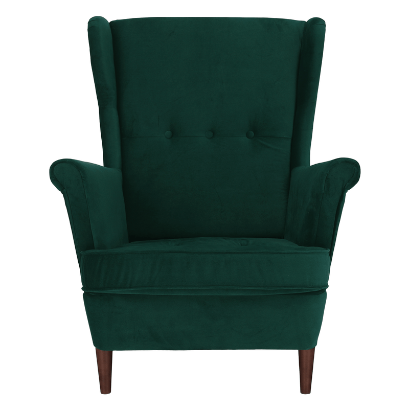 Füles fotel, zöld/dió, RUFINO 3 NEW