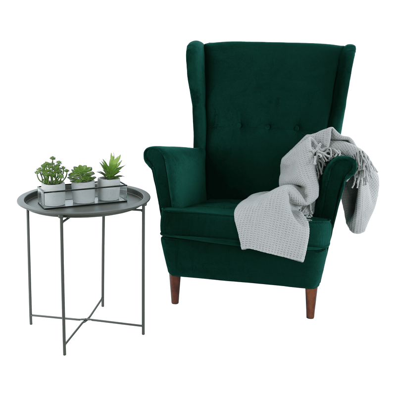 Füles fotel, zöld/dió, RUFINO 3 NEW