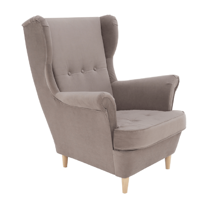 Füles fotel, bézs-szürke/bükk, RUFINO 3 NEW