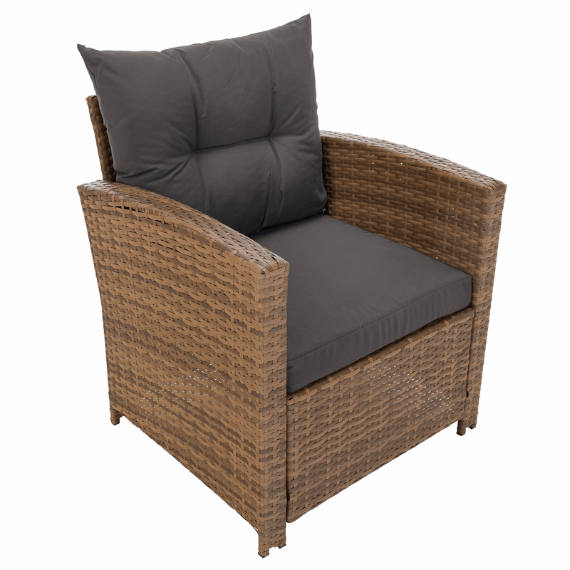 Kerti rattan szett, szürkésbarna/világosbarna, SAGIR
