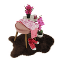 Puff, rózsaszín Velvet anyag/barna, SAIDA