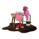 Puff, rózsaszín Velvet anyag/barna, SAIDA