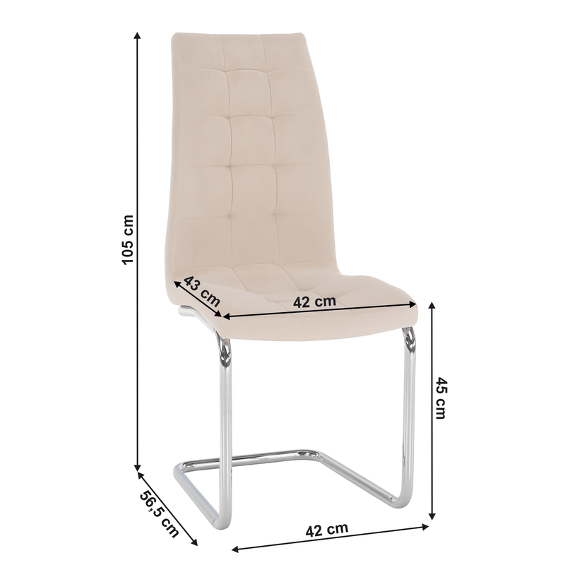 Étkezőszék, bézs Dulux Velvet szövet/króm, SALOMA NEW