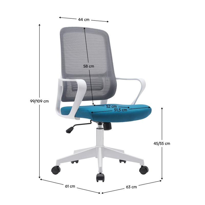 Irodai szék, szürke/petróleumzöld/fehér, SALOMO TYP 1