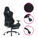 Irodai/gamer szék, fekete Velvet szövet, teherbírás 150 kg, SALOP