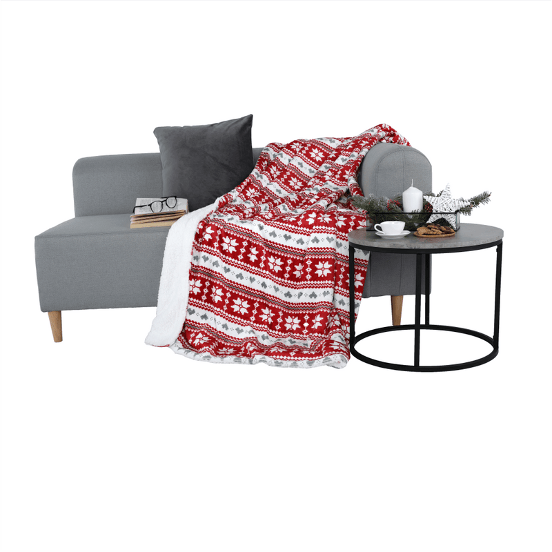 Kétoldalas bárány takaró, téli minta, 150x200, SAMANTE