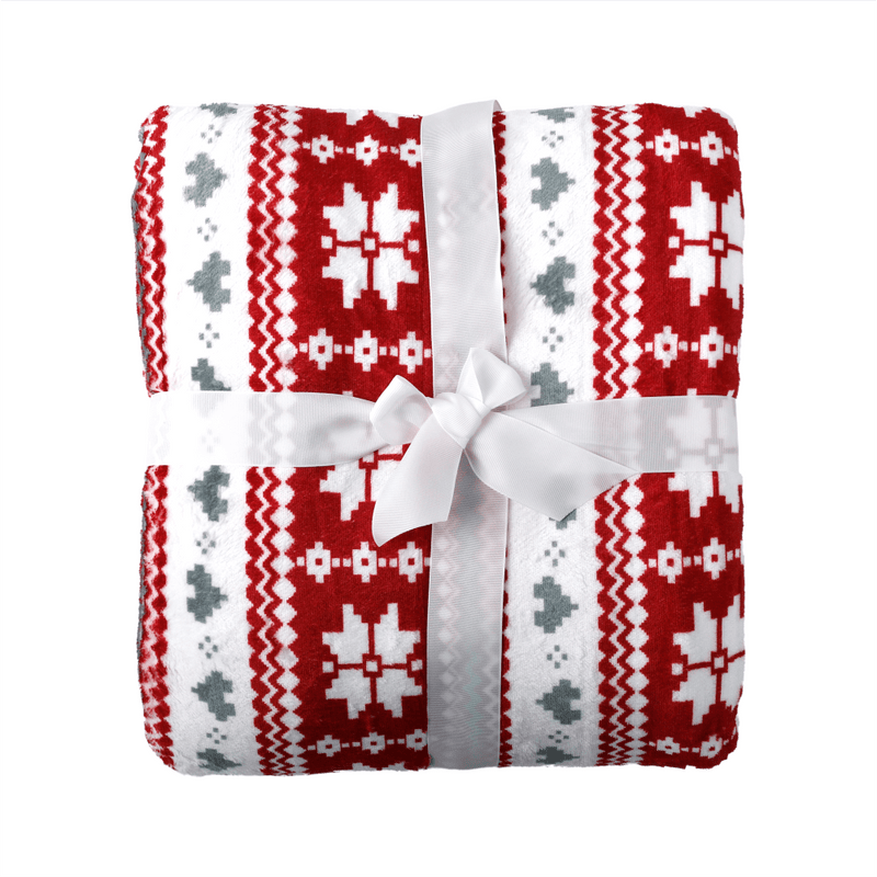 Kétoldalas bárány takaró, téli minta, 150x200, SAMANTE