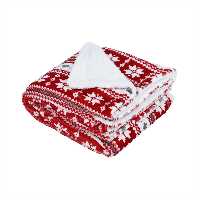 Kétoldalas bárány takaró, téli minta, 150x200, SAMANTE