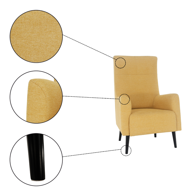 Füles fotel, sárga/fekete, SAMY