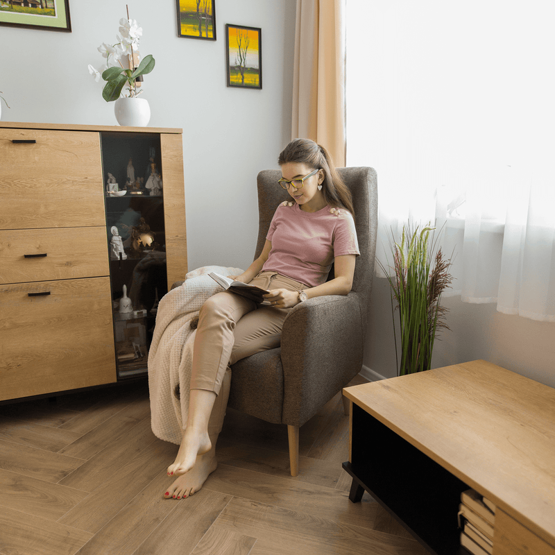 Füles fotel, barna/tölgy, SAMY