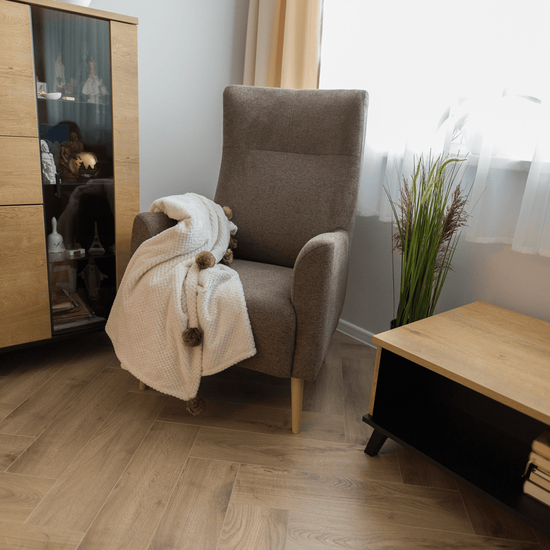 Füles fotel, barna/tölgy, SAMY