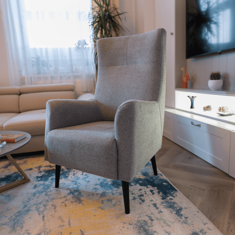 Füles fotel, szürke/fekete, SAMY