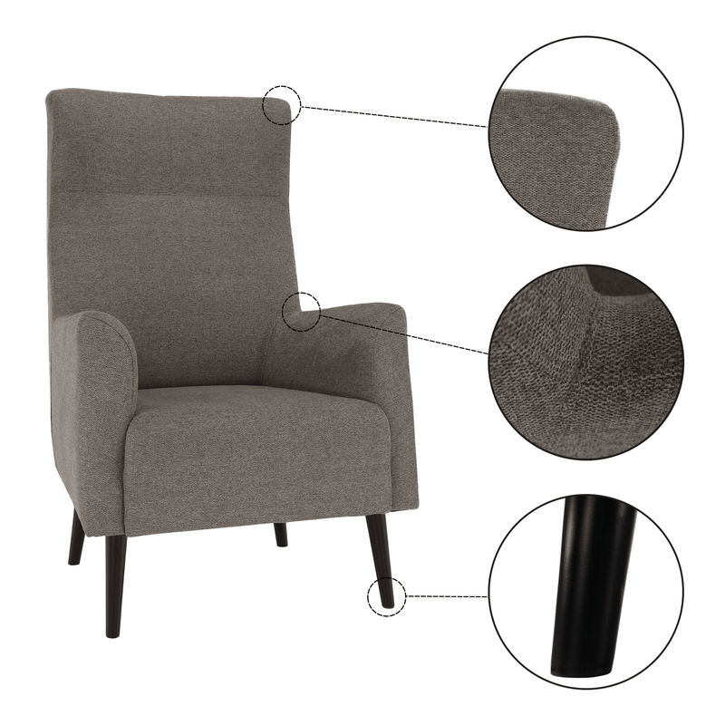 Füles fotel, szürke/fekete, SAMY