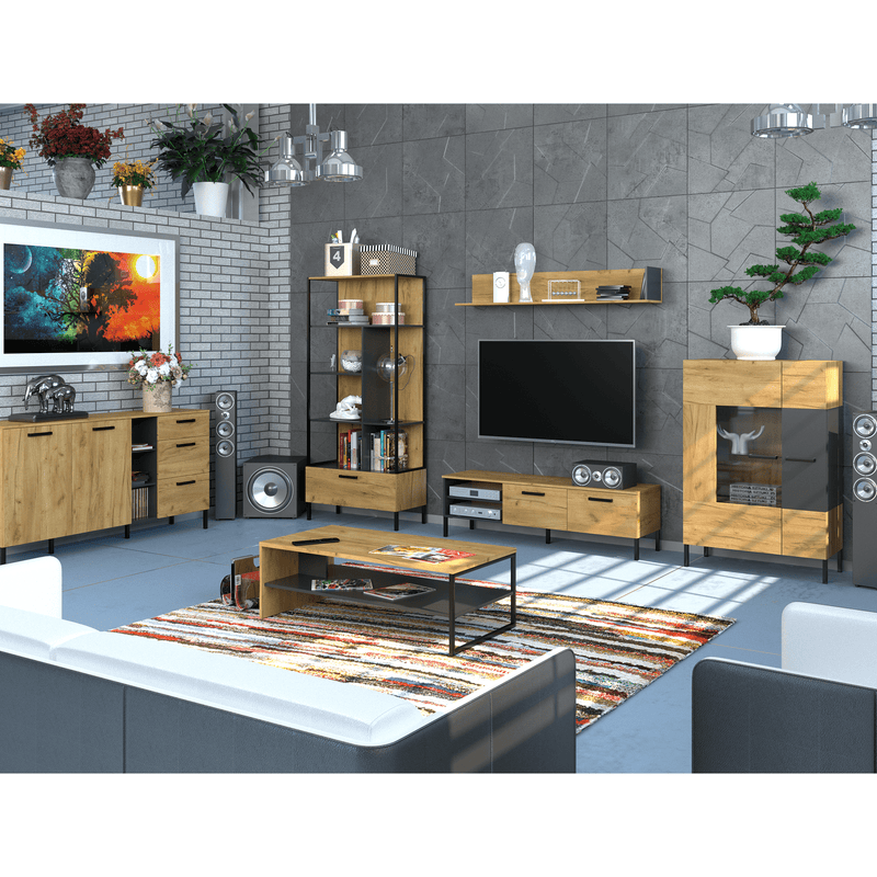 Dohányzóasztal 120, dub craf arany/antracit, SANTANA