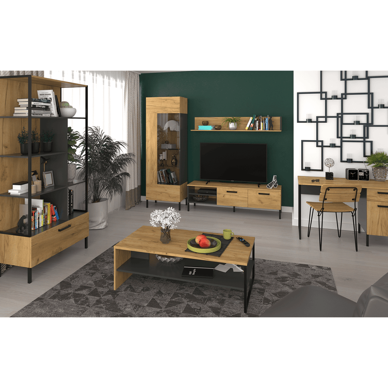 Dohányzóasztal 120, dub craf arany/antracit, SANTANA