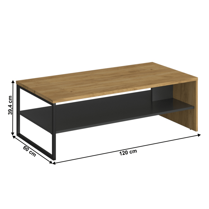 Dohányzóasztal 120, dub craf arany/antracit, SANTANA