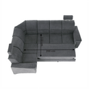 Kinyitható ülőgarnitúra, szürke szövet, balos, SANTIAGO