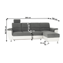 Kissarok, textilbőr fehér/szövet szürke, jobbos, SANTIAGO