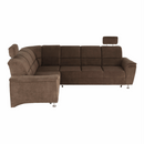 Kinyitható ülőgarnitúra, barna szövet, balos, SANTIAGO