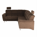 Kinyitható ülőgarnitúra, barna szövet, balos, SANTIAGO