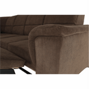 Kinyitható ülőgarnitúra, barna szövet, balos, SANTIAGO