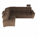 Kinyitható ülőgarnitúra, barna szövet, balos, SANTIAGO