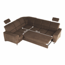 Kinyitható ülőgarnitúra, barna szövet, balos, SANTIAGO