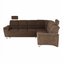 Kinyitható ülőgarnitúra, barna szövet, jobbos, SANTIAGO