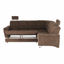 Kinyitható ülőgarnitúra, barna szövet, jobbos, SANTIAGO