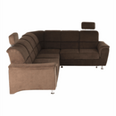 Kinyitható ülőgarnitúra, barna szövet, jobbos, SANTIAGO