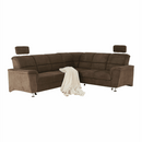 Kinyitható ülőgarnitúra, barna szövet, jobbos, SANTIAGO