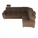 Kinyitható ülőgarnitúra, barna szövet, jobbos, SANTIAGO