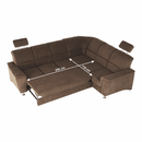 Kinyitható ülőgarnitúra, barna szövet, jobbos, SANTIAGO