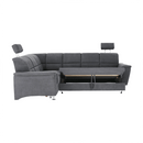Kinyitható ülőgarnitúra, szürke szövet, balos, SANTIAGO