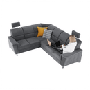 Kinyitható ülőgarnitúra, szürke szövet, balos, SANTIAGO