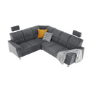Kinyitható ülőgarnitúra, szürke szövet, balos, SANTIAGO