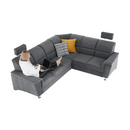 Kinyitható ülőgarnitúra, szürke szövet, jobbos, SANTIAGO