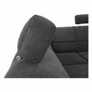 Ülőgarnitúra, műbőr fekete/szövet sötétszürke, balos, SANTIAGO U