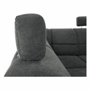 Ülőgarnitúra, műbőr fekete/szövet sötétszürke, balos, SANTIAGO U