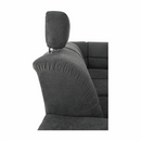 Ülőgarnitúra, műbőr fekete/szövet sötétszürke, balos, SANTIAGO U