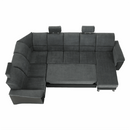 Ülőgarnitúra, műbőr fekete/szövet sötétszürke, balos, SANTIAGO U