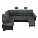 Ülőgarnitúra, műbőr fekete/szövet sötétszürke, balos, SANTIAGO U